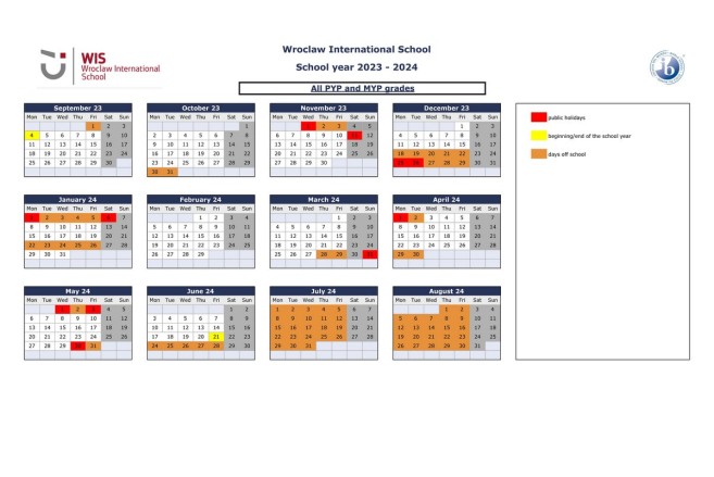 School Calendar 2023-2024 – WIS Wrocław International School